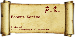 Ponert Karina névjegykártya